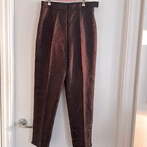Rena Rowan iridescent, maroon, and black paisley trouser